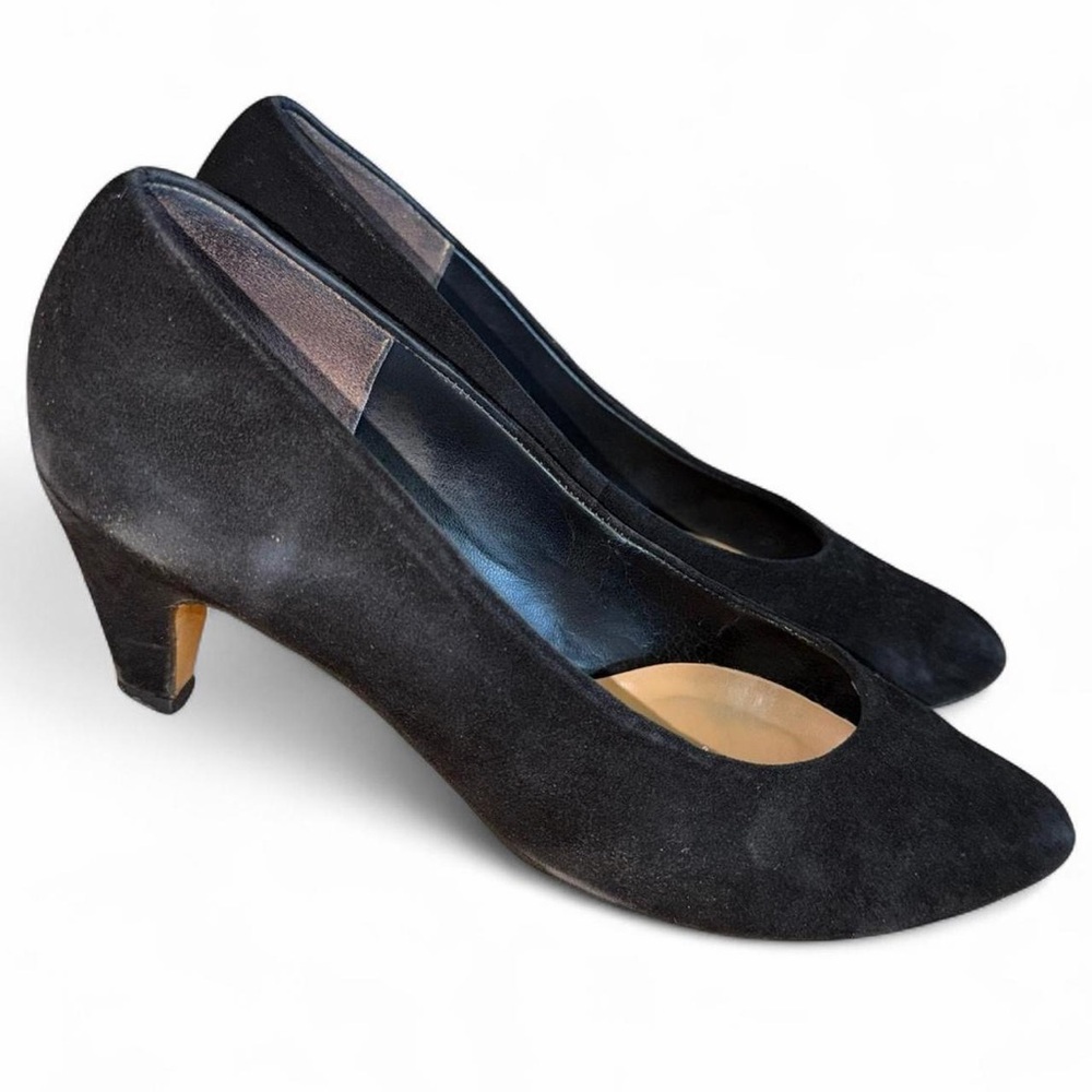Easy Spirit black suede pumps heels office siren 8.5 B Working Girl Classic